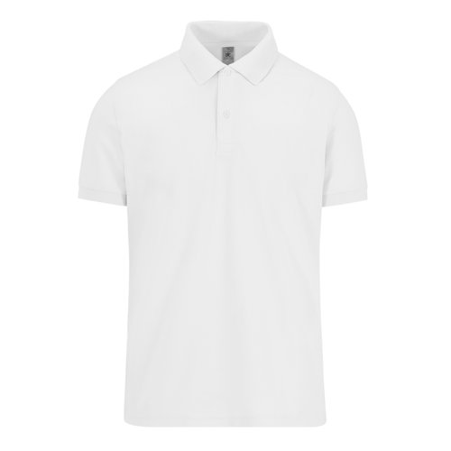 Polo blanc en coton pour hommes avec une courte patte de boutonnage.