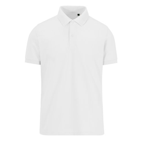 Polo blanc en polyester recycl et coton pour hommes.