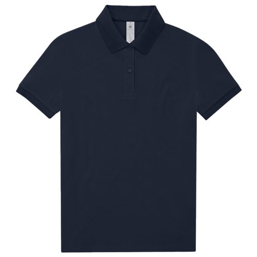 Polo en coton bleu marine pour femme avec courte patte de boutonnage.