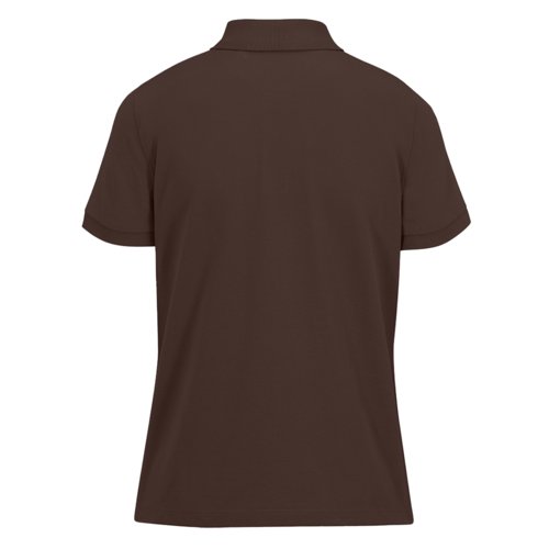 Polo en coton marron fonc pour femmes avec manches courtes.