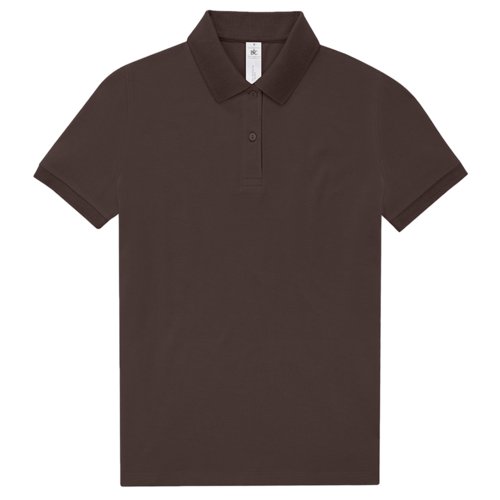 Polo en coton marron fonc pour femmes avec courte patte boutonne.
