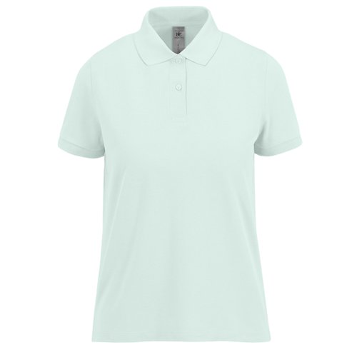 Polo en coton vert menthe pour femme avec courte patte de boutonnage.