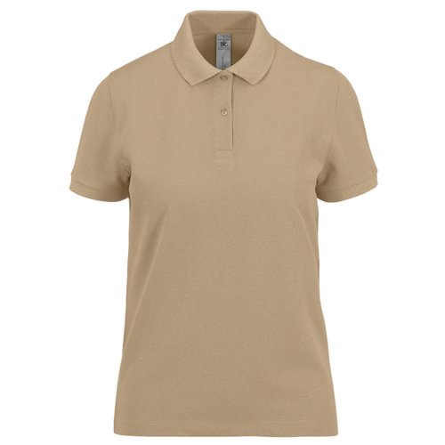 Polo marron en coton pour femme avec courte patte de boutonnage.