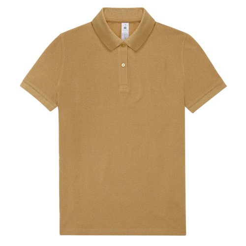 Polo marron en coton pour femmes avec courte patte boutonne.