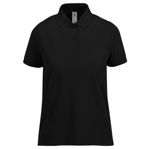 Polo noir en coton pour femmes avec manches courtes.
