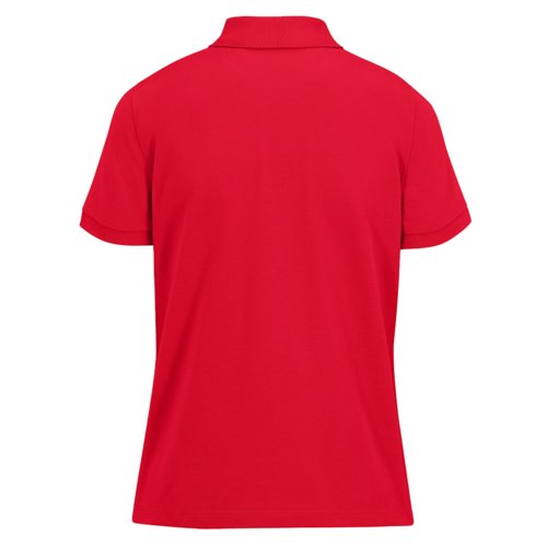 Polo rouge en coton pour femmes avec manches courtes.