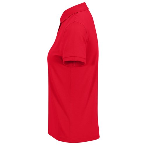 Polo rouge en coton pour femmes avec courte patte de boutonnage.