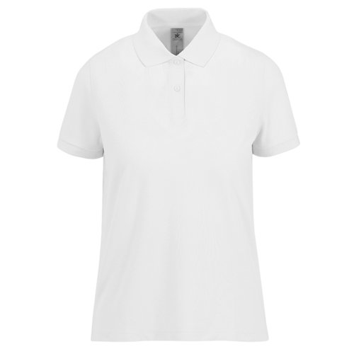 Polo blanc en coton pour femmes avec courte patte de boutonnage.