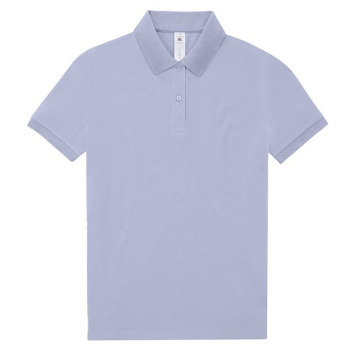Polo violet en coton pour femme avec courte patte de boutonnage.