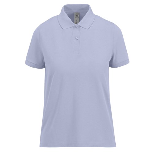 Polo violet pour femme en coton avec une courte patte boutonne.