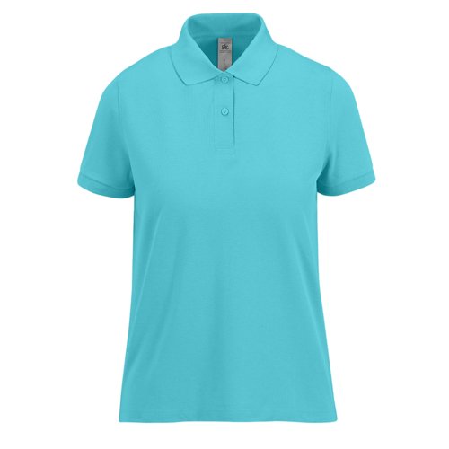Polo turquoise pour femme en coton avec courte patte boutonne.