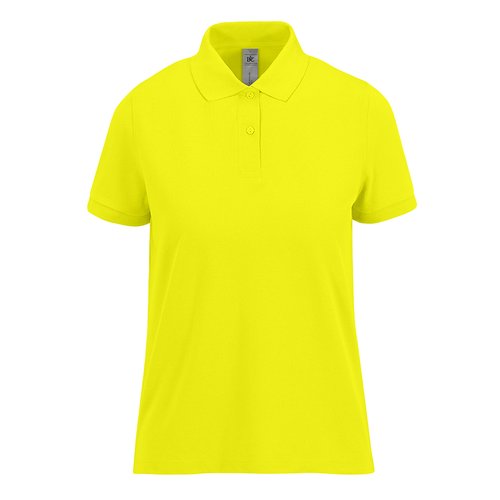 Polo en coton vert pomme pour femme avec manches courtes et patte de boutonnage.
