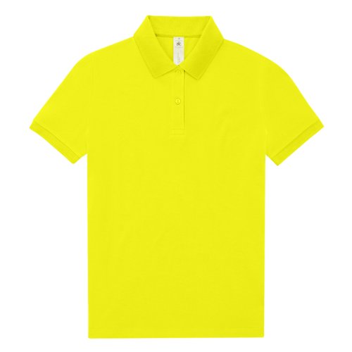 Polo en coton vert pomme pour femmes avec une courte patte de boutonnage.