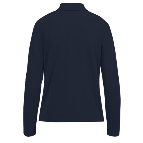 Polo en coton bleu marine pour femmes avec manches longues.