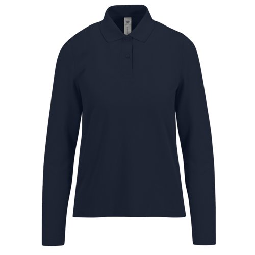 Polo en coton bleu marine pour femme avec manches longues.