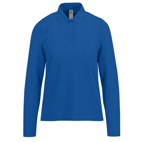 Polo en coton bleu roi  manches longues pour femmes.