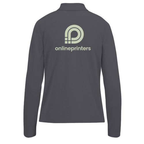 Polo  manches longues en coton gris fonc pour femme.