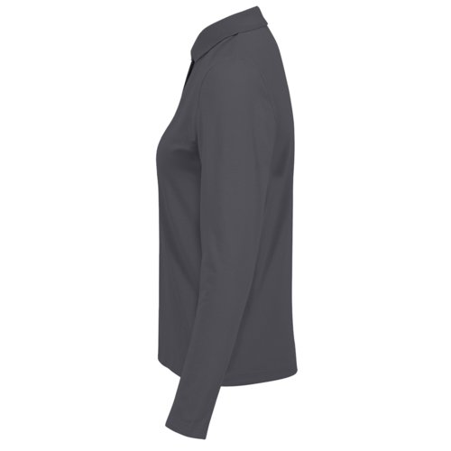 Polo en coton gris fonc  manches longues pour femmes.