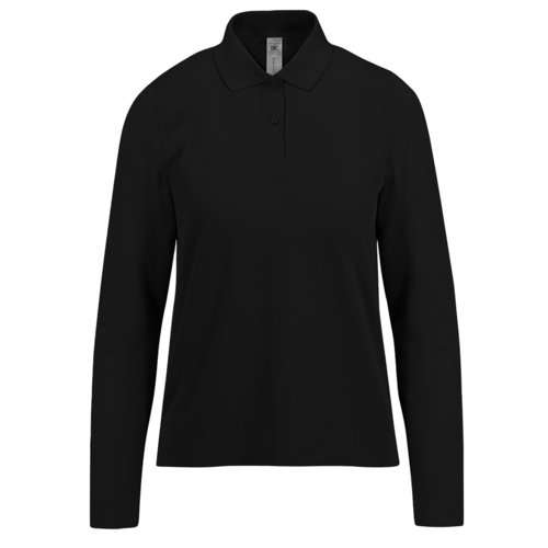 Polo noir en coton pour femmes avec manches longues.