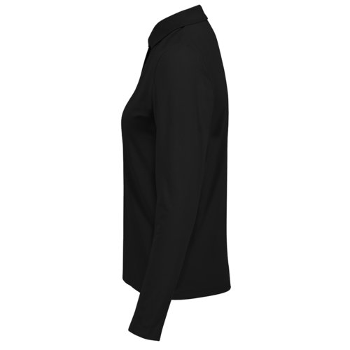 Polo noir en coton pour femmes avec manches longues.