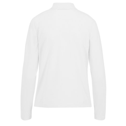 Polo blanc en coton  manches longues, coupe femme.
