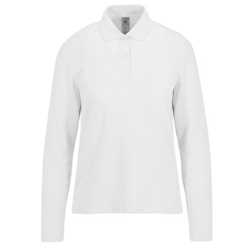Polo blanc en coton  manches longues pour femmes.