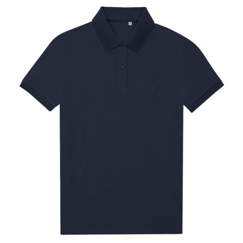 Polo bleu marine pour femmes en mlange de polyester recycl et coton.