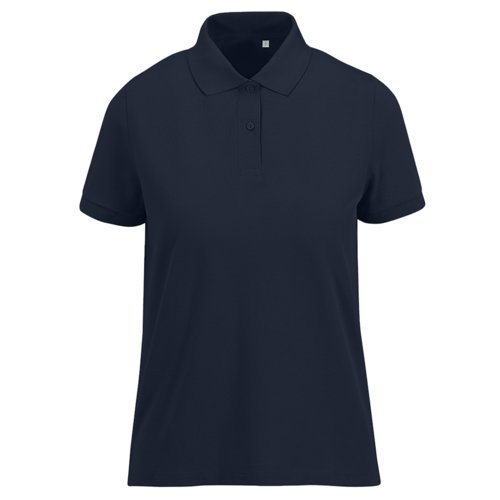 Polo bleu marine pour femmes en polyester recycl et coton avec manches courtes.