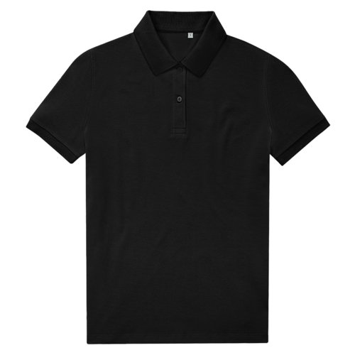 Polo noir pour femme en polyester recycl et coton.