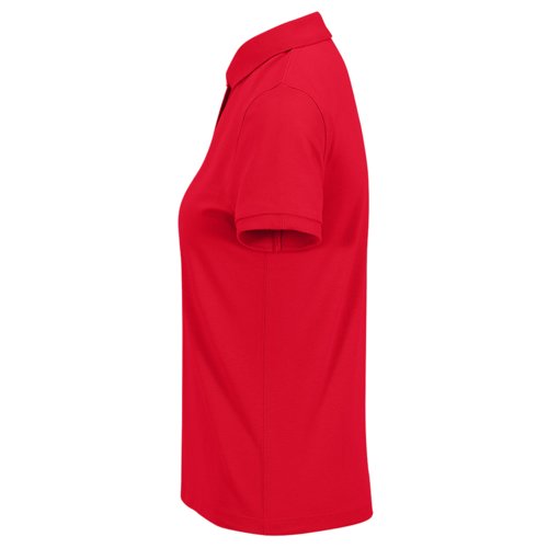 Polo rouge pour femme en polyester recycl et coton.