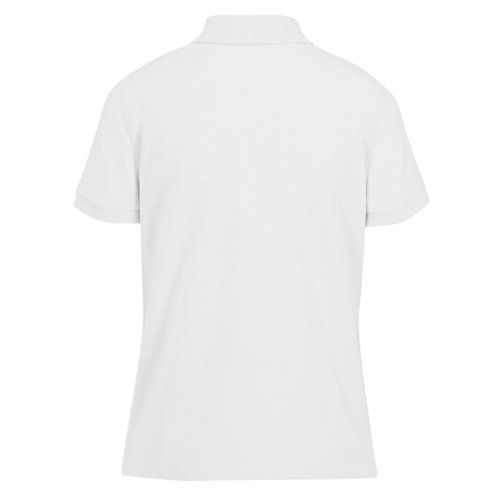 Polo blanc en polyester recycl et coton, coupe femme.