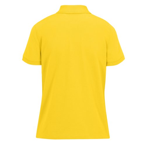 Polo jaune pour femme en polyester recycl et coton  manches courtes.