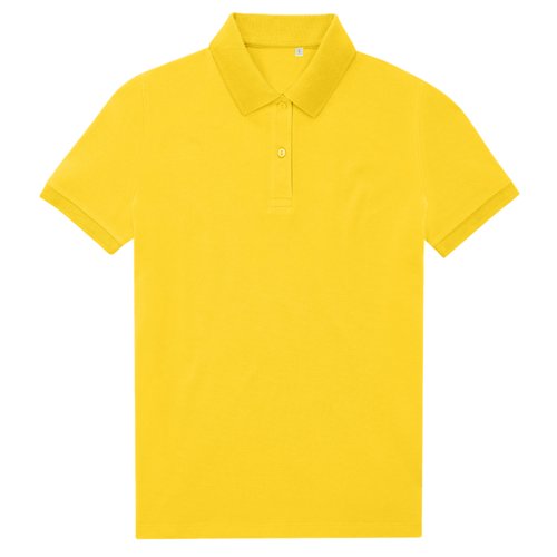 Polo jaune pour femmes en polyester recycl et coton.
