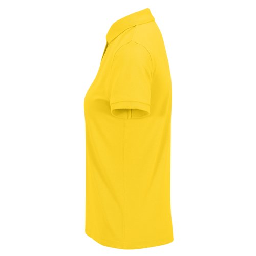 Polo jaune en mlange de polyester recycl et coton pour femmes.