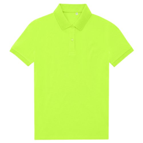 Polo vert pomme en polyester recycl et coton avec courte patte boutonne.
