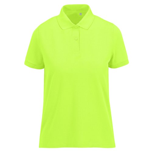 Polo vert pomme pour femme en polyester recycl et coton avec courte patte boutonne.