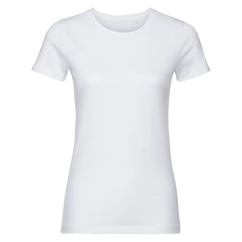 T-shirt blanc pour femme en coton biologique  manches courtes.