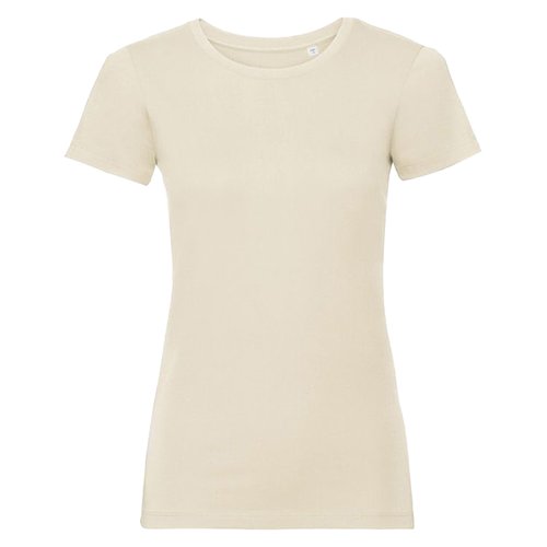 T-shirt beige en coton pour femmes avec manches courtes.
