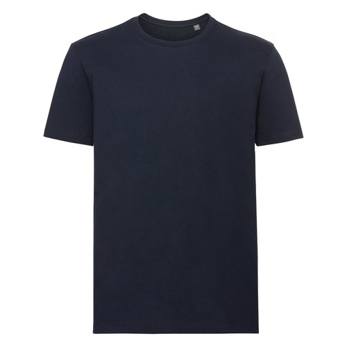 T-shirt bleu marine en coton bio avec manches courtes.