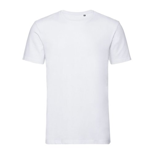 T-shirt blanc en coton biologique avec manches courtes.