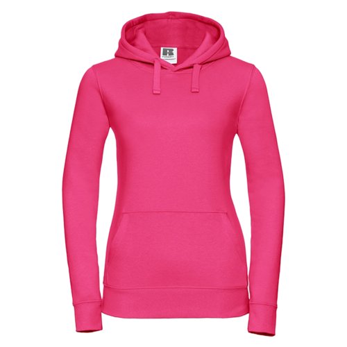Sweat  capuche fuchsia en coton-polyester avec capuche et poche kangourou.