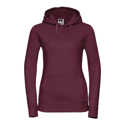 Sweat  capuche bordeaux pour femme en mlange de coton avec capuche et poche kangourou.
