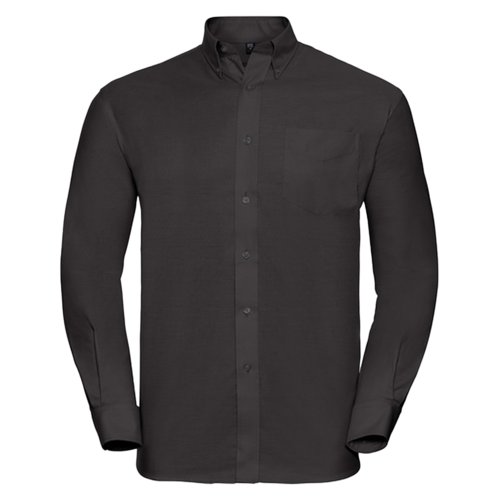 Chemise Oxford noire en mlange de coton avec manches longues.