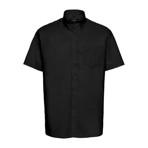 Chemise noire en coton-polyester  manches courtes et poche poitrine.
