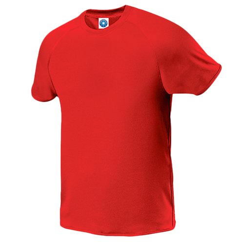 T-shirt rouge en polyester  manches courtes.