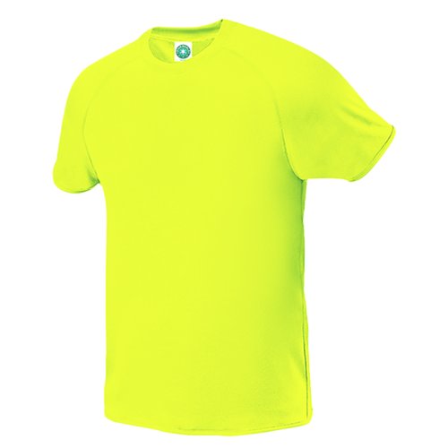 T-shirt jaune en polyester avec manches courtes.