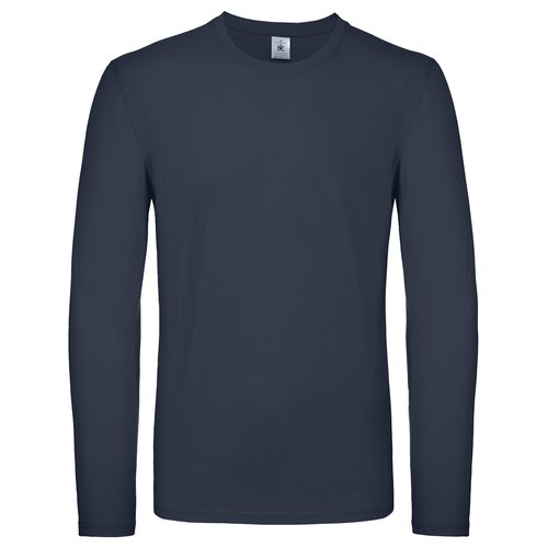 T-shirt  manches longues en coton bleu marine pour homme.