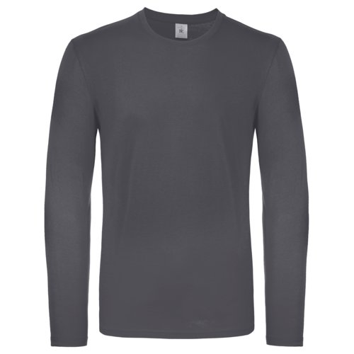 T-shirt  manches longues en coton gris fonc pour hommes.