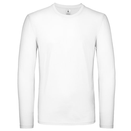 T-shirt blanc  manches longues en coton pour homme.