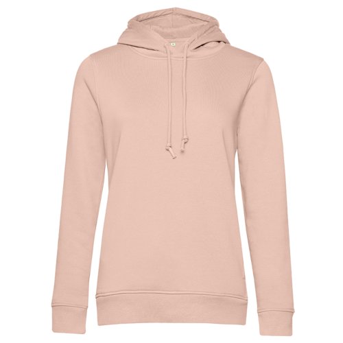 Sweat  capuche rose clair en mlange de coton avec capuche et cordon de serrage.